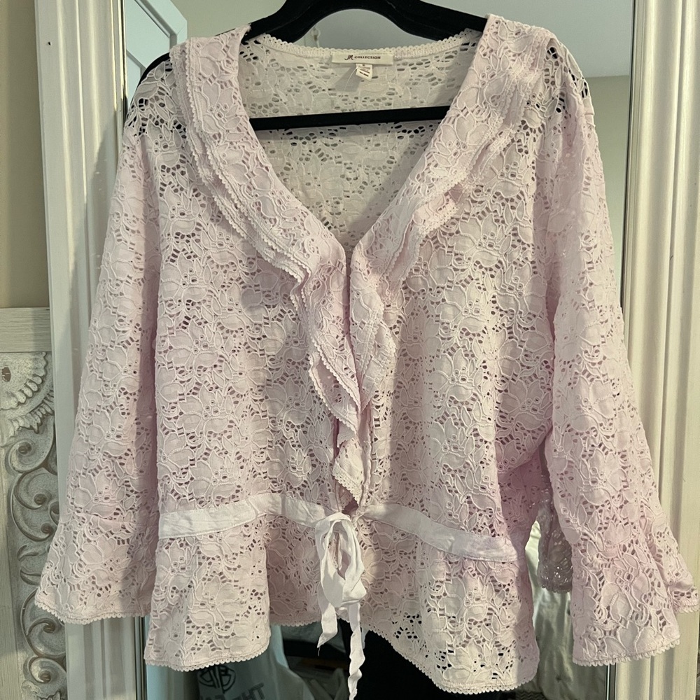 JM Collection Ivory Lace Blouse